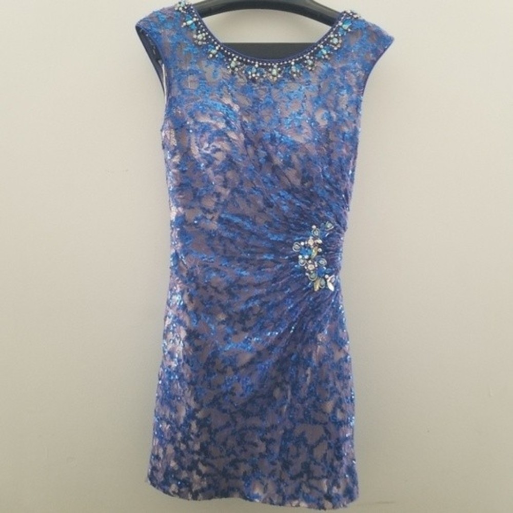 Mori Lee Sequin Bead Mini Dress Size 1/2